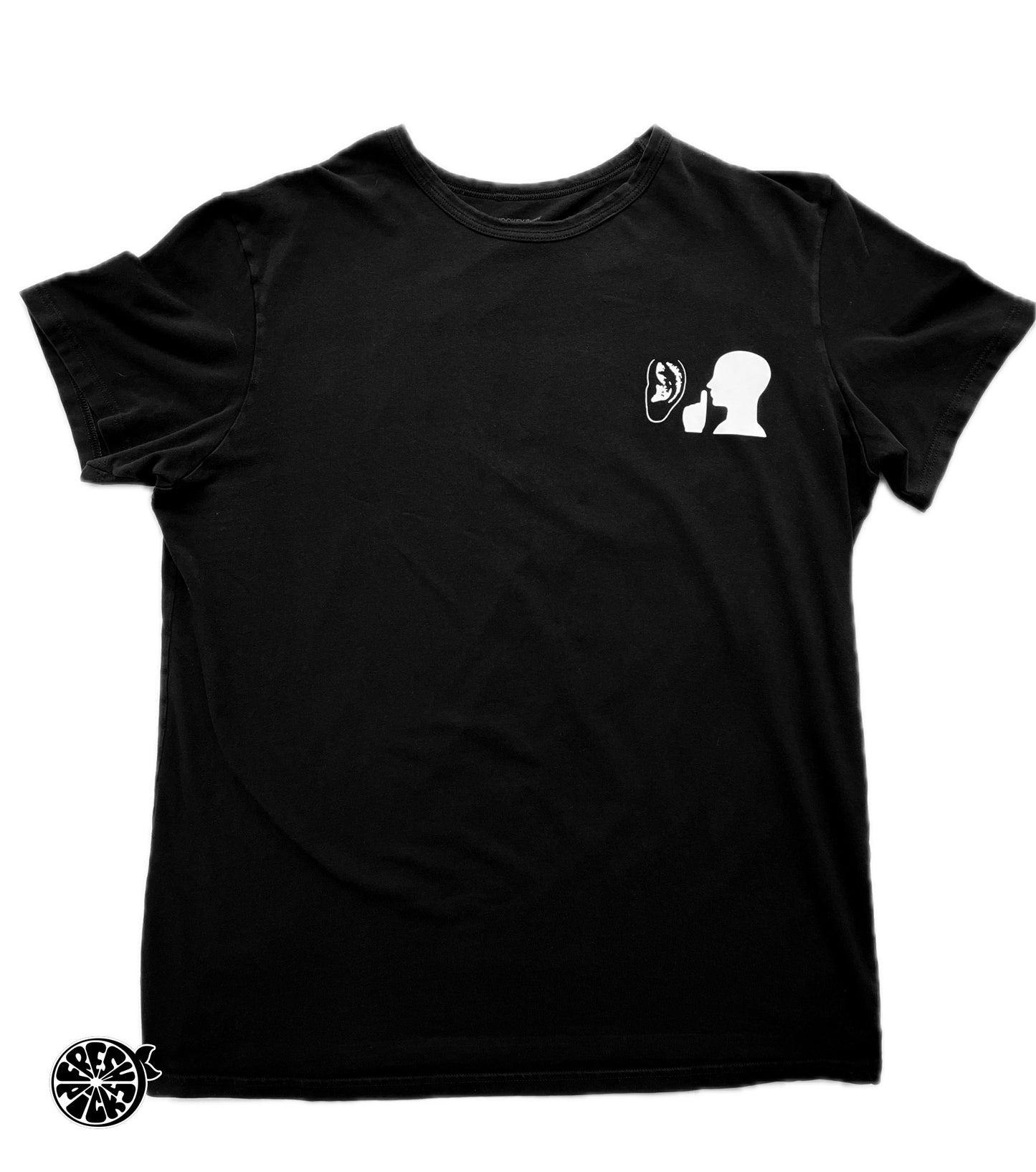 Upcycled Please Be Quiet Black Funny T-shirt | Size Medium | One-of-a-Kind