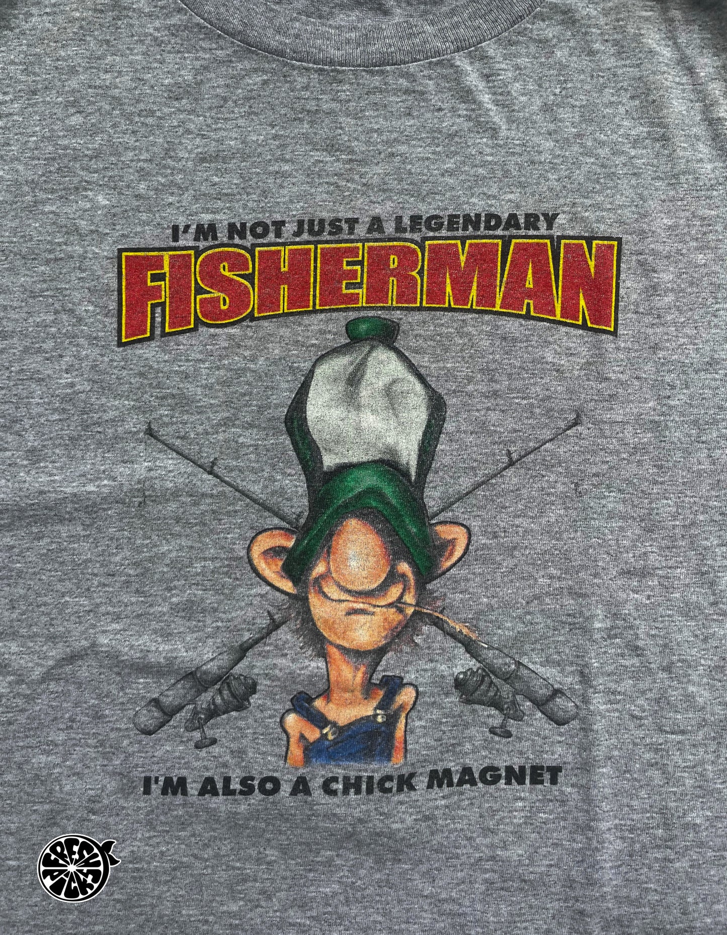 Vintage Fisherman Chick-Magnet Grey T-shirt | Size Large