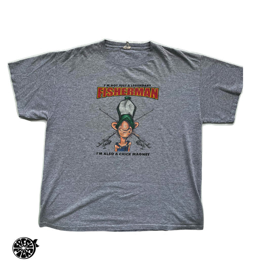 Vintage Fisherman Chick-Magnet Grey T-shirt | Size Large