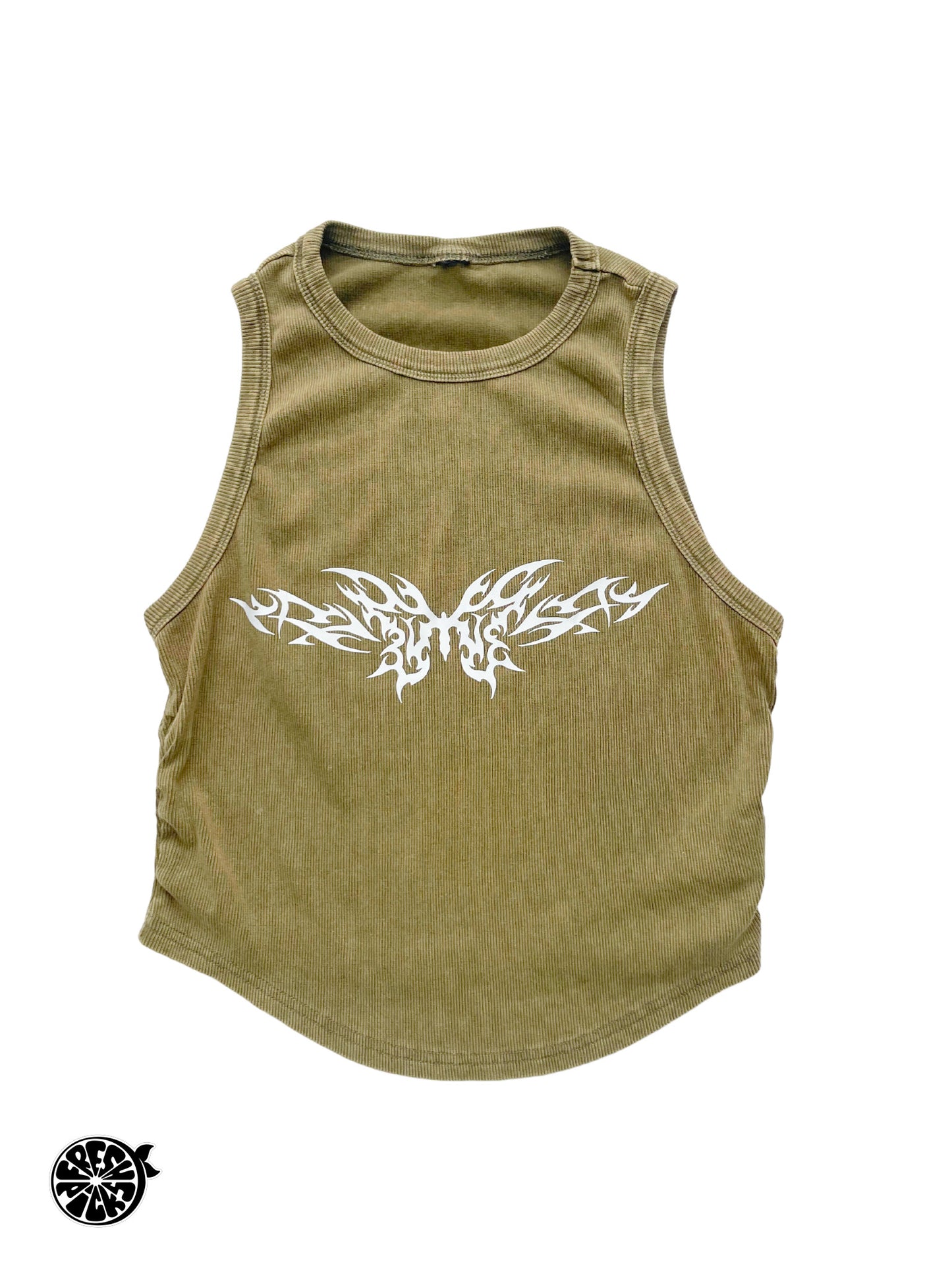 Upcycled Y2K Tribal Military Green Cami | Size Large | One-of-a-Kind