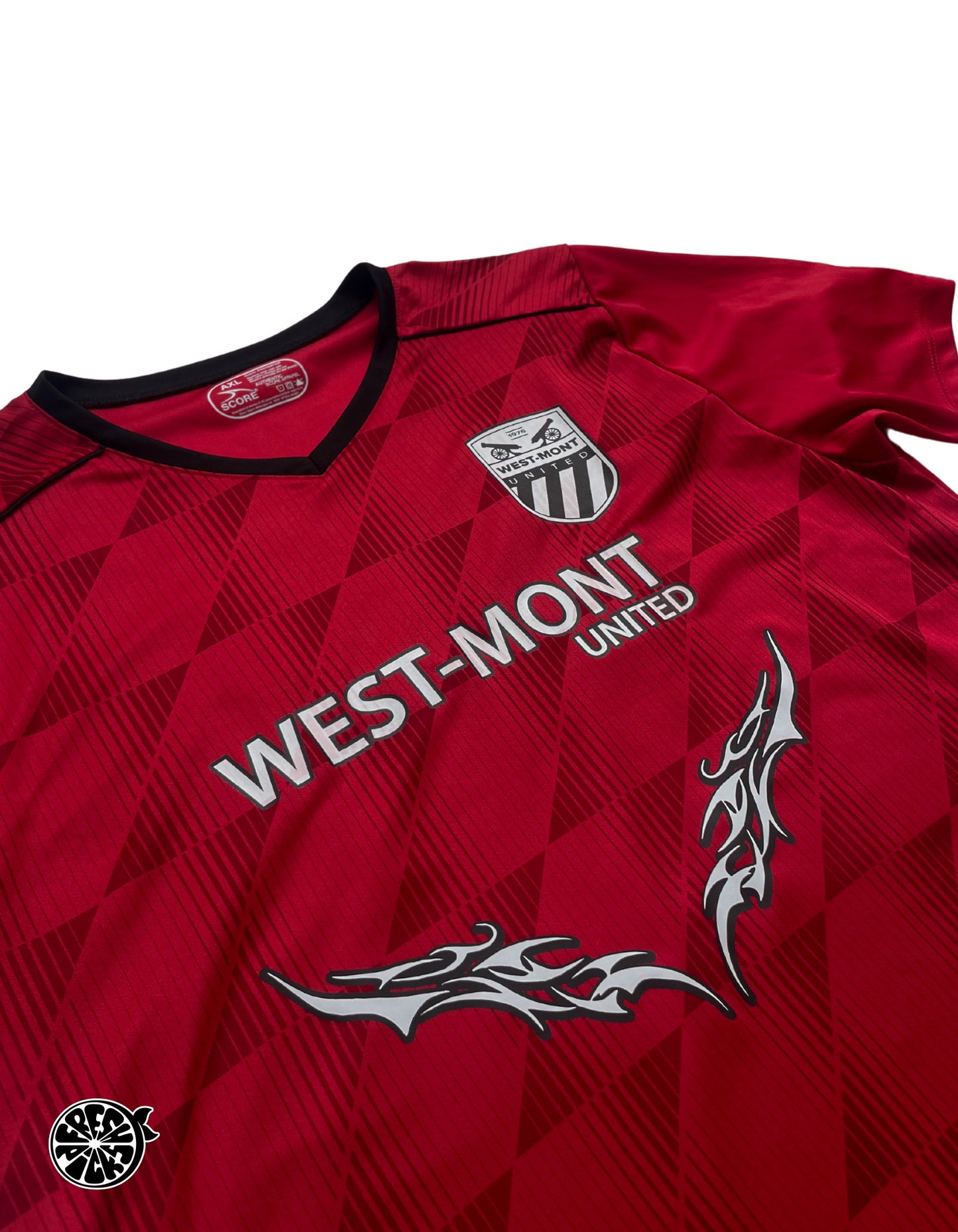 Upcycled West-Mont Tribal Y2K House Music Red Jersey - Size XL