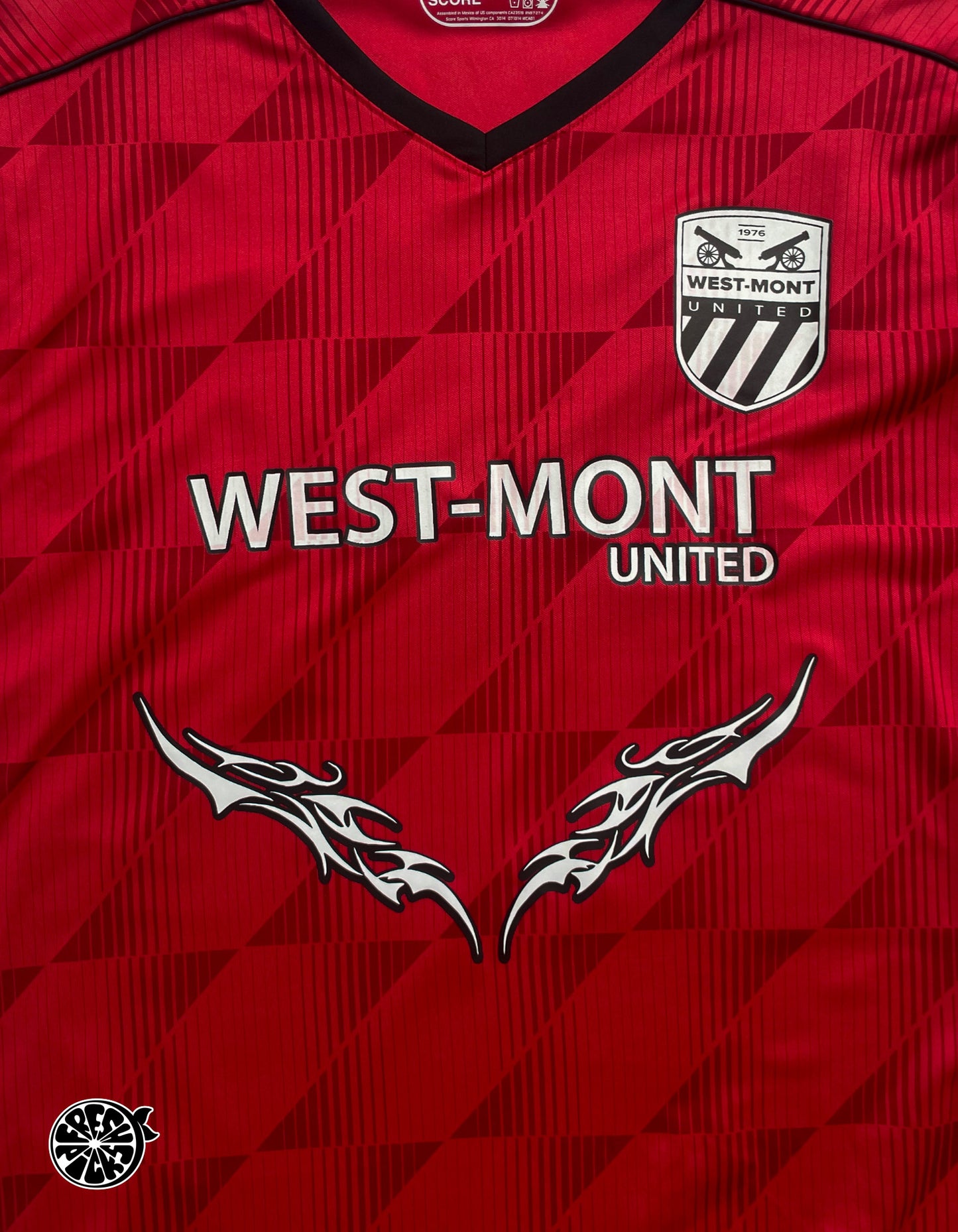 Upcycled West-Mont Tribal Y2K House Music Red Jersey - Size XL